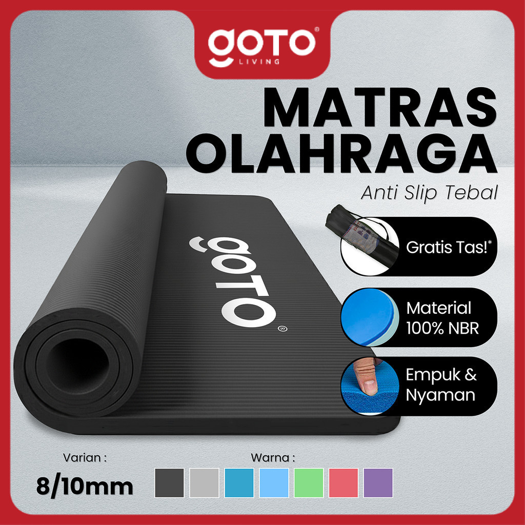 (Promo Terbatas) Goto NBR Yoga Mat Matras Alas Anti Slip Tebal Gym Senam 10mm