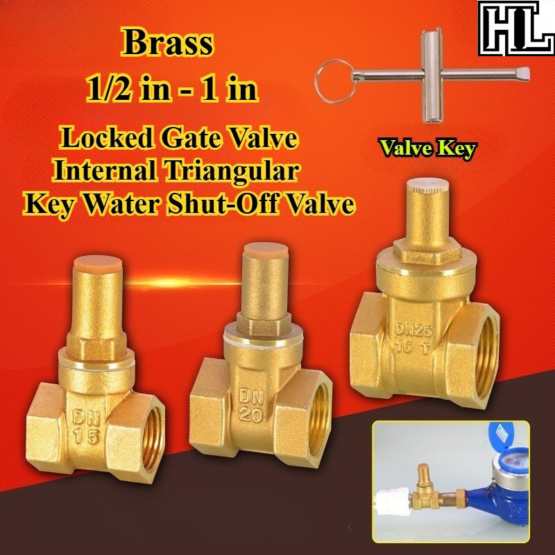 [HL-HY] Brass, Locked Gate Valve, Internal Triangular Key Water Shut ...