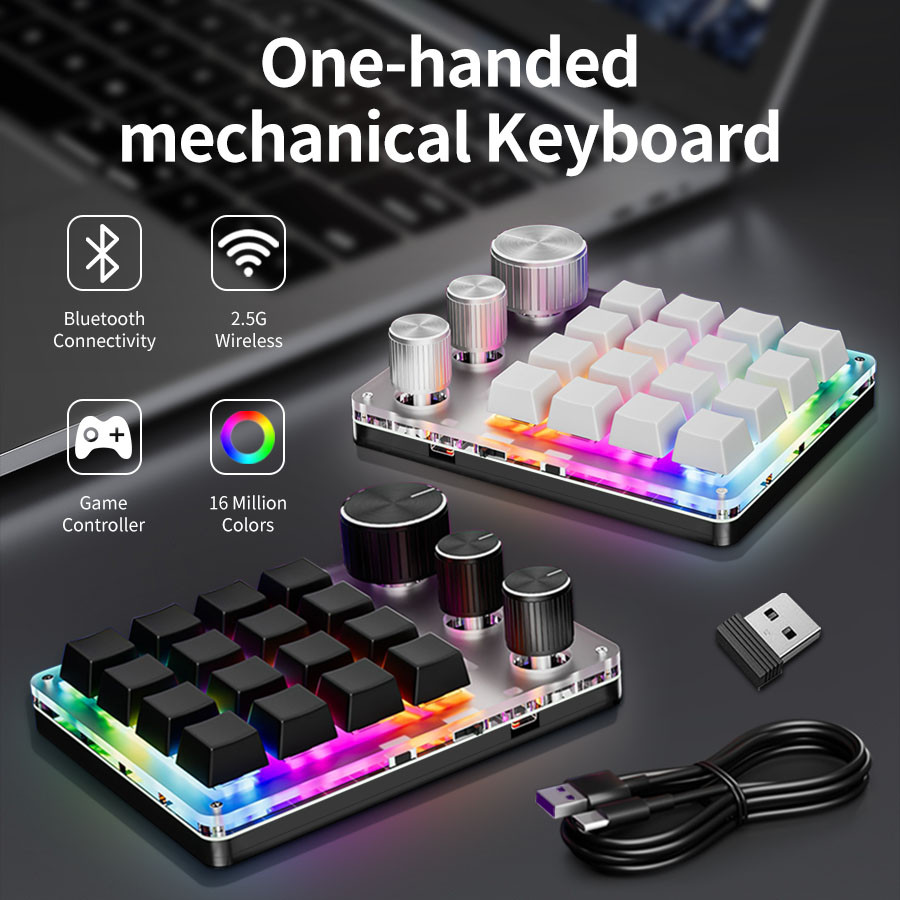 One-handed Mechanical Keyboard 16 Keys 3 Mode Macro Mechanical Keyboard ...