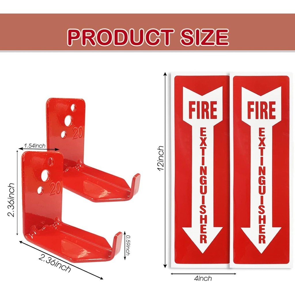 4 Pack Universal Fire Extinguisher Bracket and 4 Fire Extinguisher ...