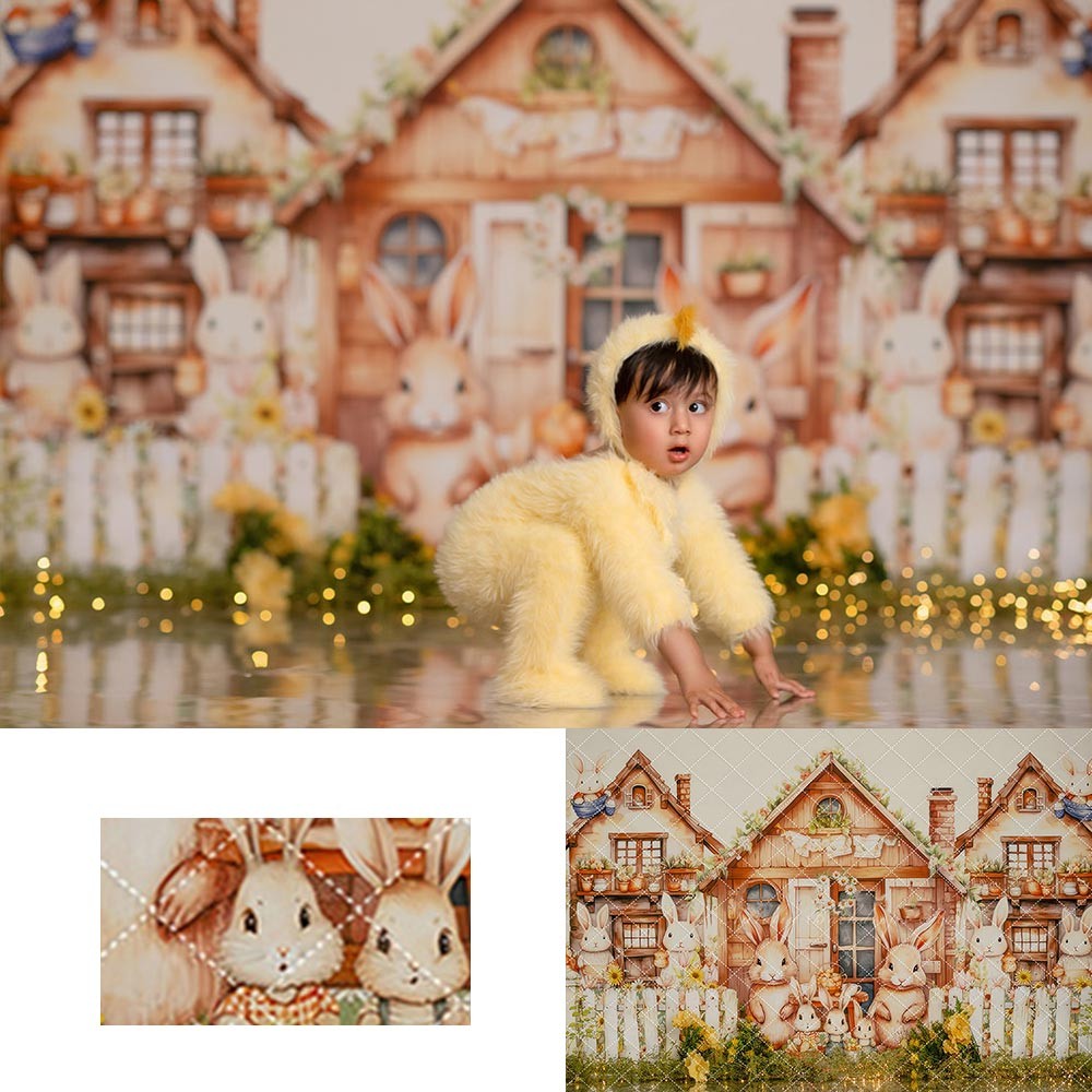Hoppy Home Little Bunny Backdrop Kids Baby Cake Smash Photography Props ...