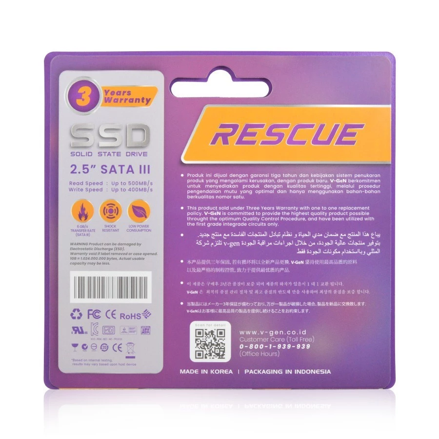 V-GEN RESCUE Ssd Sata III 128Gb / 256Gb / 512GB Solid State Drive 2.5" - Gambar 4