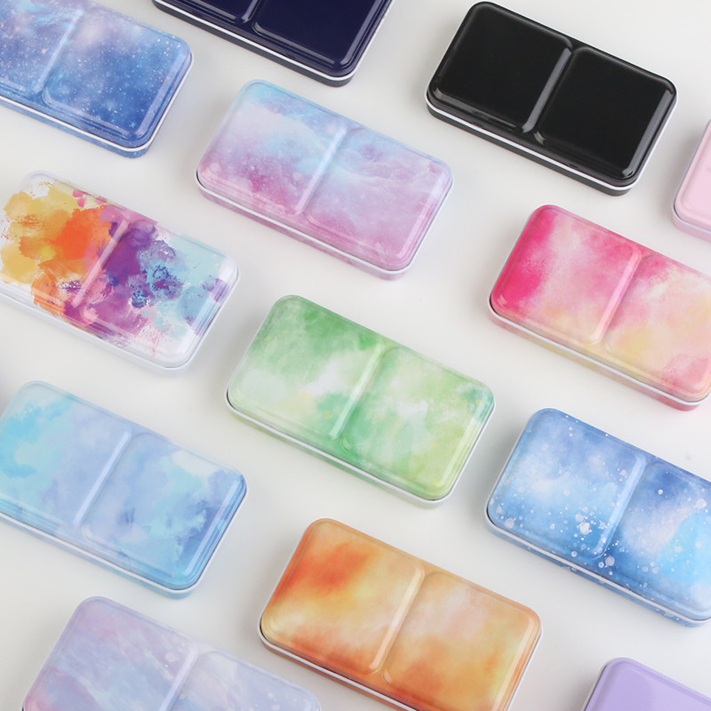Watercolor Packing Storage Box Solid Pigment Empty Tin Box Defects Low ...