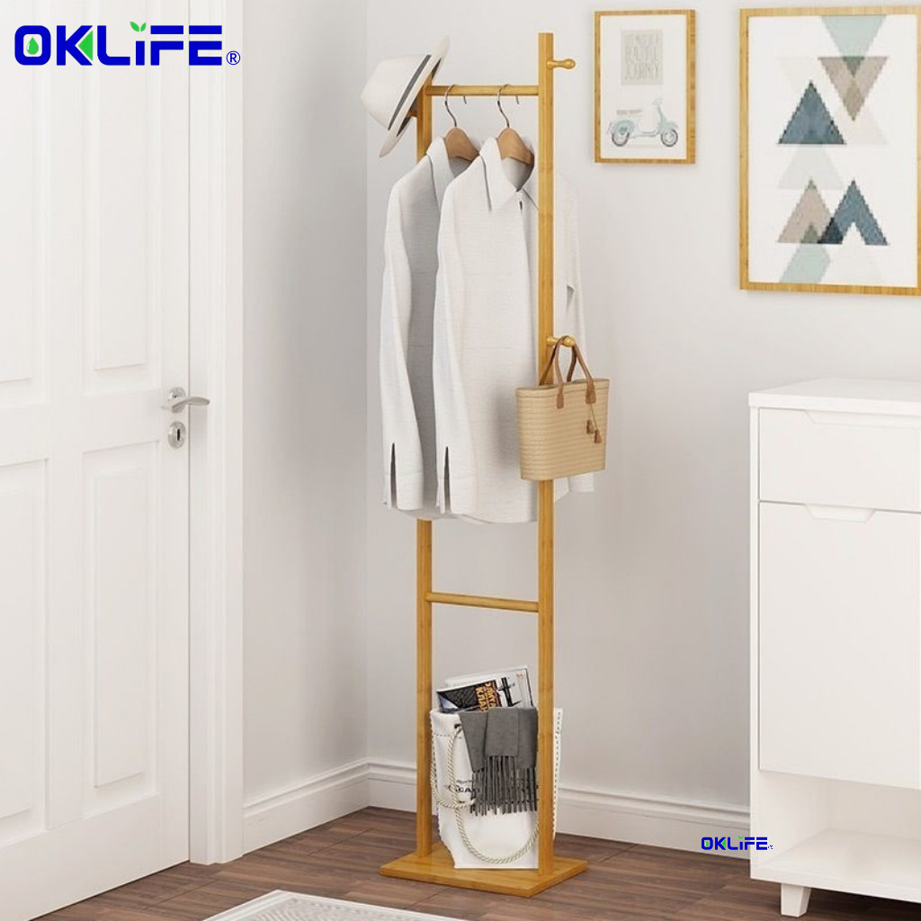 Solid Wood Freestanding Clothes Stand Bedroom Garment Rack Moisture Proof For HDB Condo Home Storage view 7