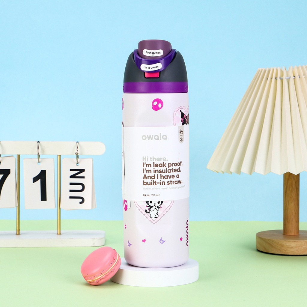Cartoon Kuromi 24oz owala Water Bottle Sports Vacuum Insulated