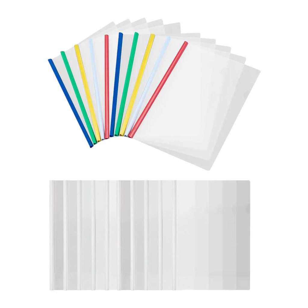 10 Pieces Clear Report Covers with Sliding Bar A4 Paper Transparent ...