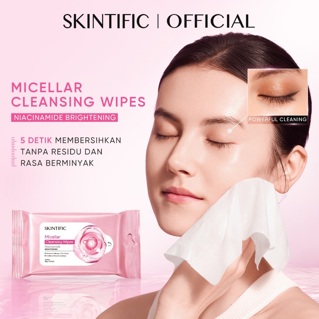 [BUY 5 ONLY 115K ] SKINTIFIC / Micellar Cleansing Wipes - 10 Sheets / -Cleansing Tissue Makeup Remover Wipes Niacinamide Brightening & Centella Acne Care Micellar Water - Gambar 4