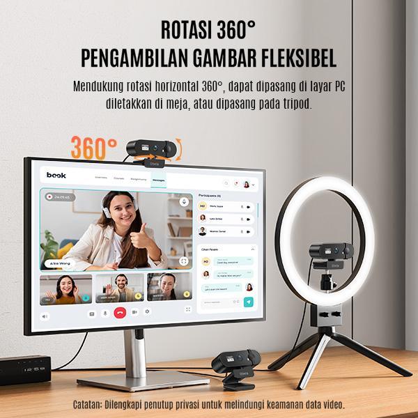 GAMEN GWC100 / GWC-100 Webcam FHD 1080P Plug & Play Rotasi 360 Derajat - Gambar 2