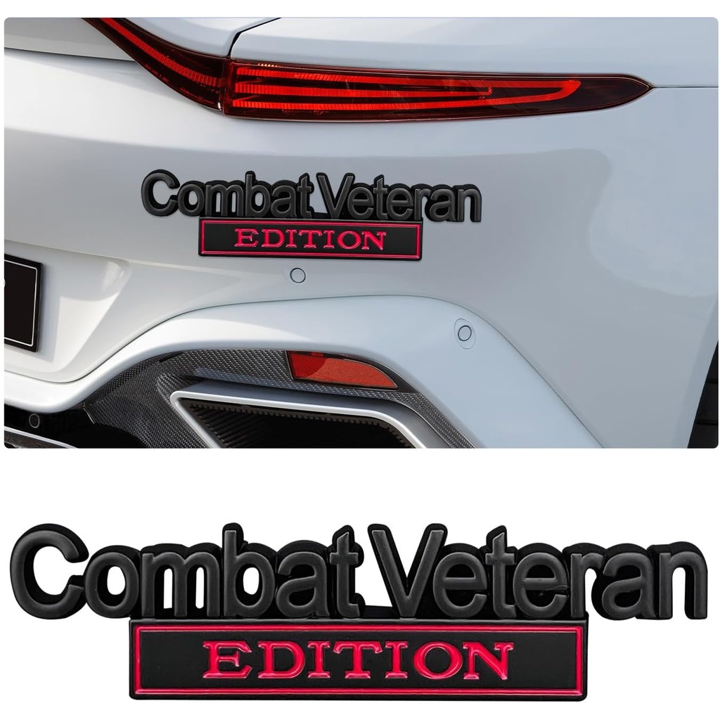 2-Pack Combat Veteran Edition Emblems Stickers – Black Matte For Truck Fender/Hood