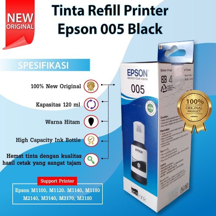 TINTA PRINTER EPSON 005 ORIGINAL M1100 M1120 M1140 M1180 M2140 M3140 M3170 ORI 120ml 120 ml - Gambar 3