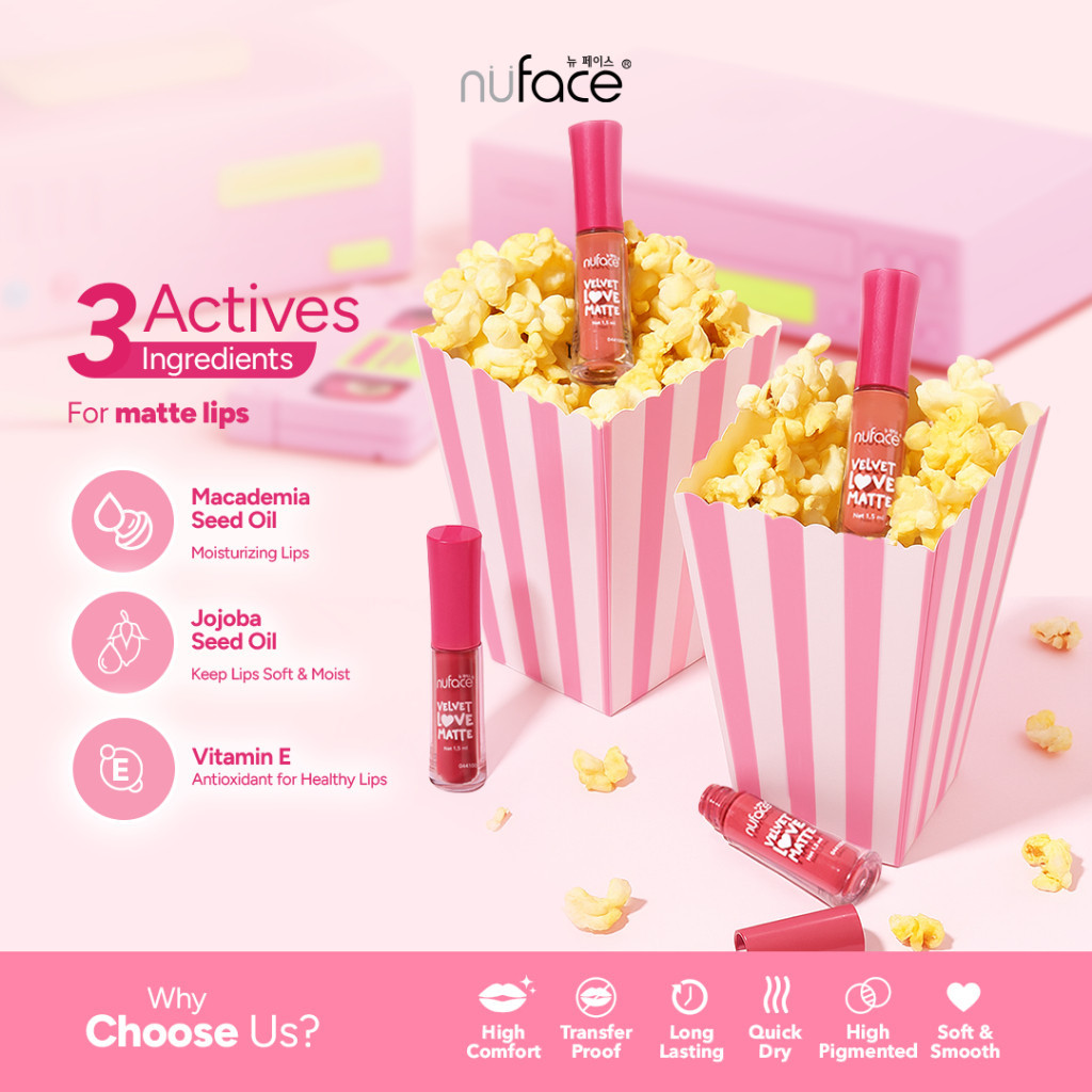 Nuface Velvet Love Matte Lip Cream Matte Ringan, Intense & Tahan Lama Nu Face Merah Jingga Official - Gambar 4