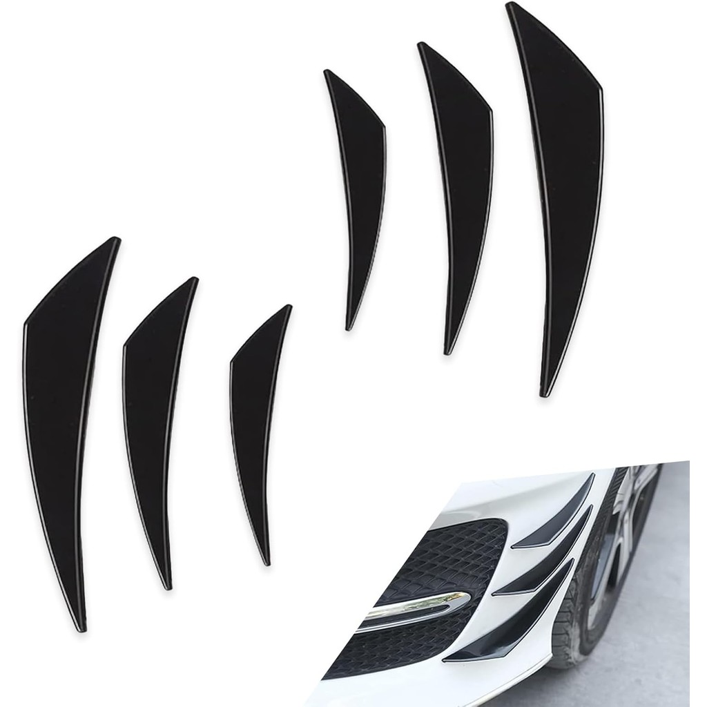 6 PCS Car Spoiler Canard Sticker Kit, Soft PVC Rubber Smooth Linear ...