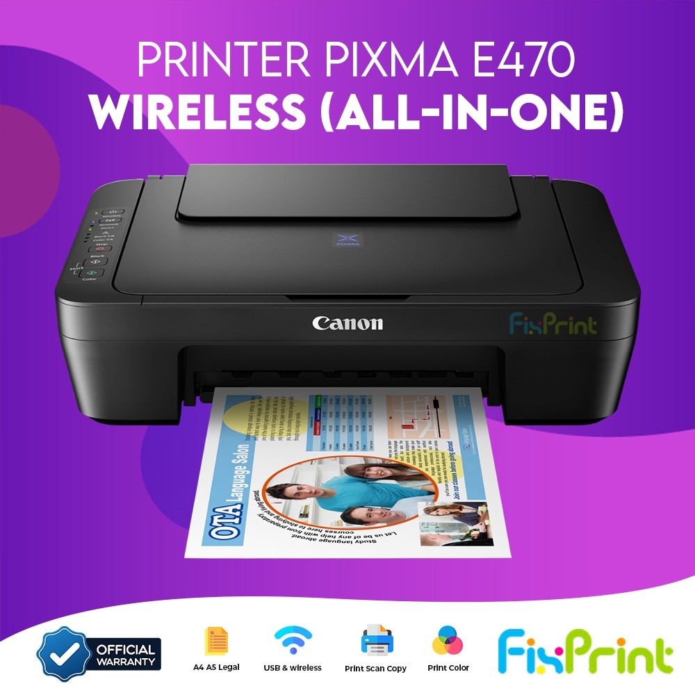 FixPrint Printer Canon E470 Green Black / MG2570S / Wireless Print Scan Copy A4 Garansi Resmi - Pengganti E410 2875 2876 2337 2336 2335 2775 2776 - Gambar 4