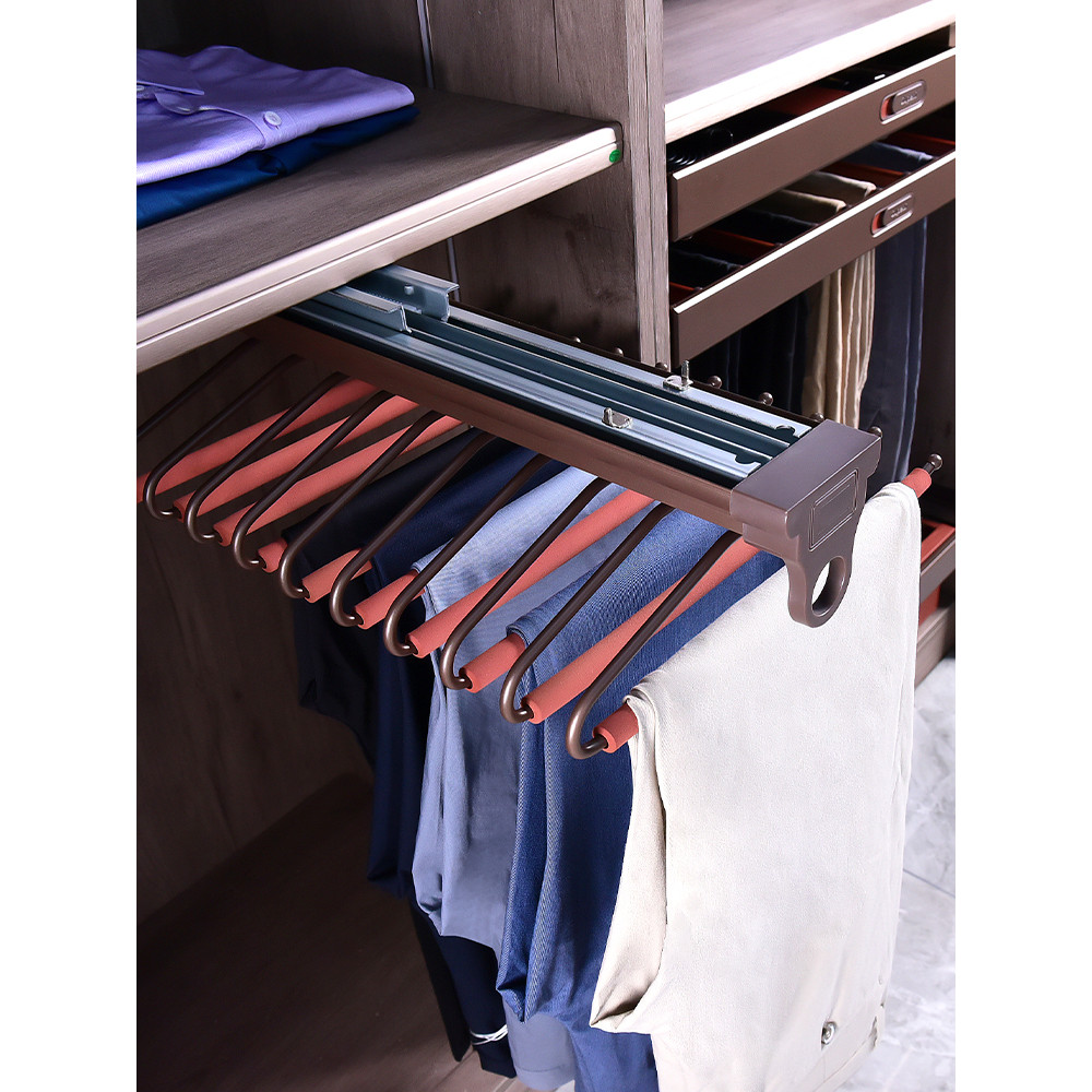 Wardrobe Pants Rack Built-in Pull-out Telescopic Slide Rail Top-mounted ...
