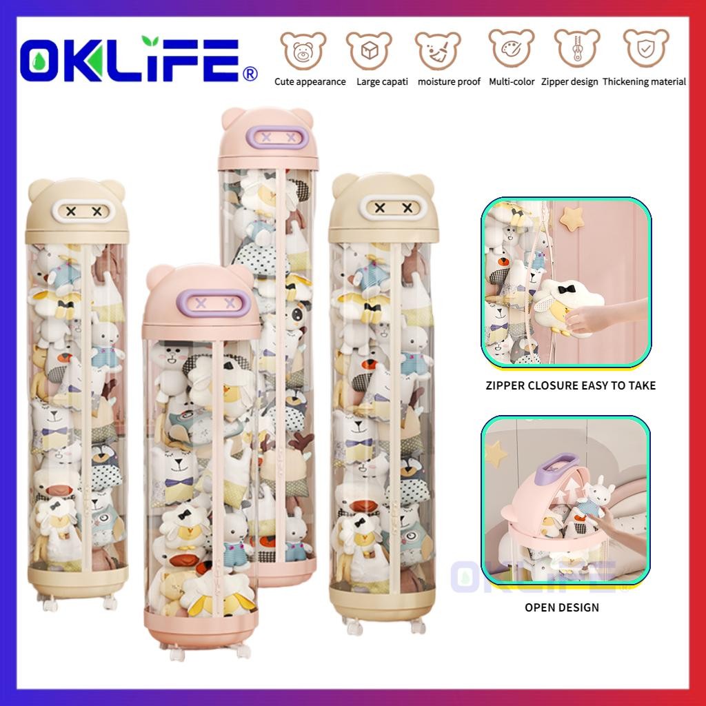 Multi-Layer Transparent Plush Toy Storage Cylinder
