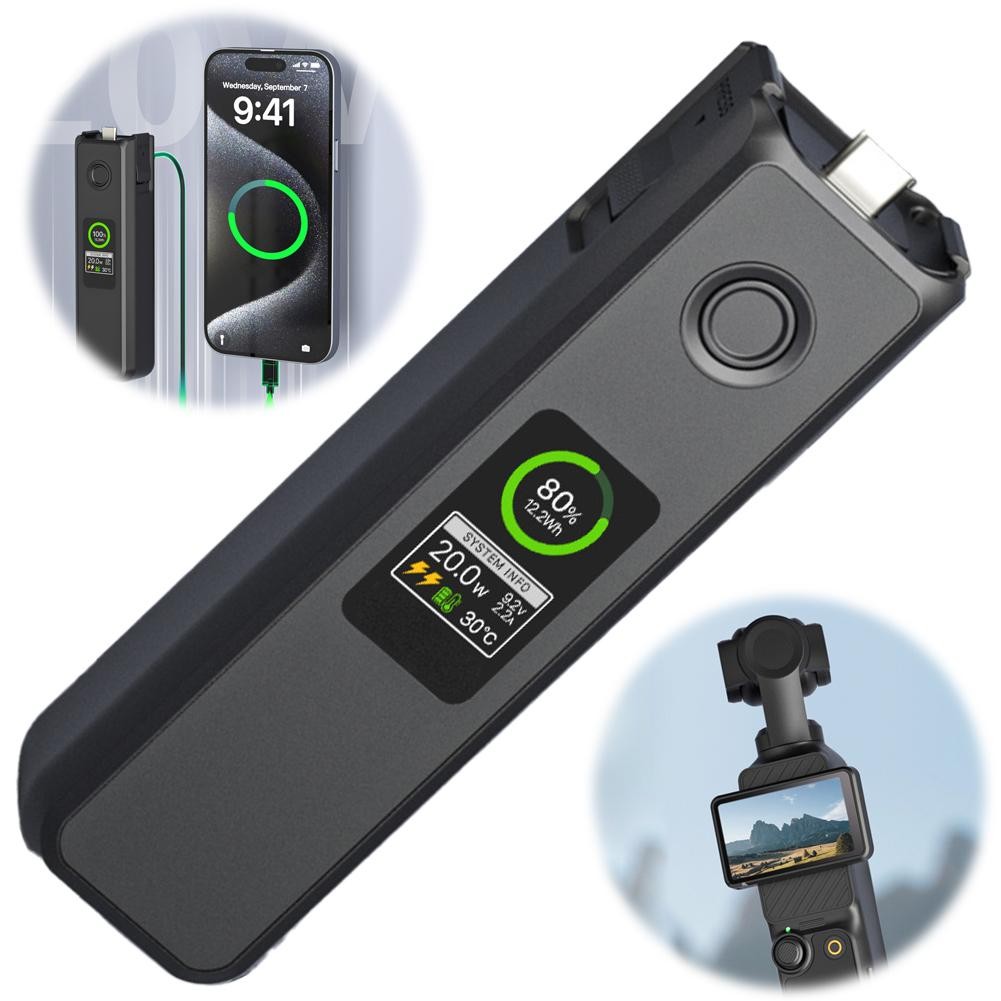 Battery Handle for dji Osmo Pocket 4/3 Portable Battery Handle Built-in ...