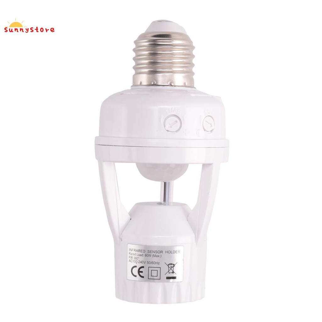 E27 LED 220V Screw Light Bulb Holder LED PIR Infrared Motion Sensor ...