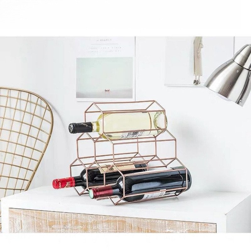 Taki Honeycomb Display Stand Red Wine Iron Art Simple Bar Cabinet Rack ...
