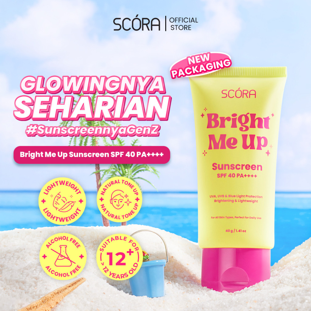 SCORA Bright Me Up Sunscreen 40 gr / Merah Jingga Official - Gambar 2