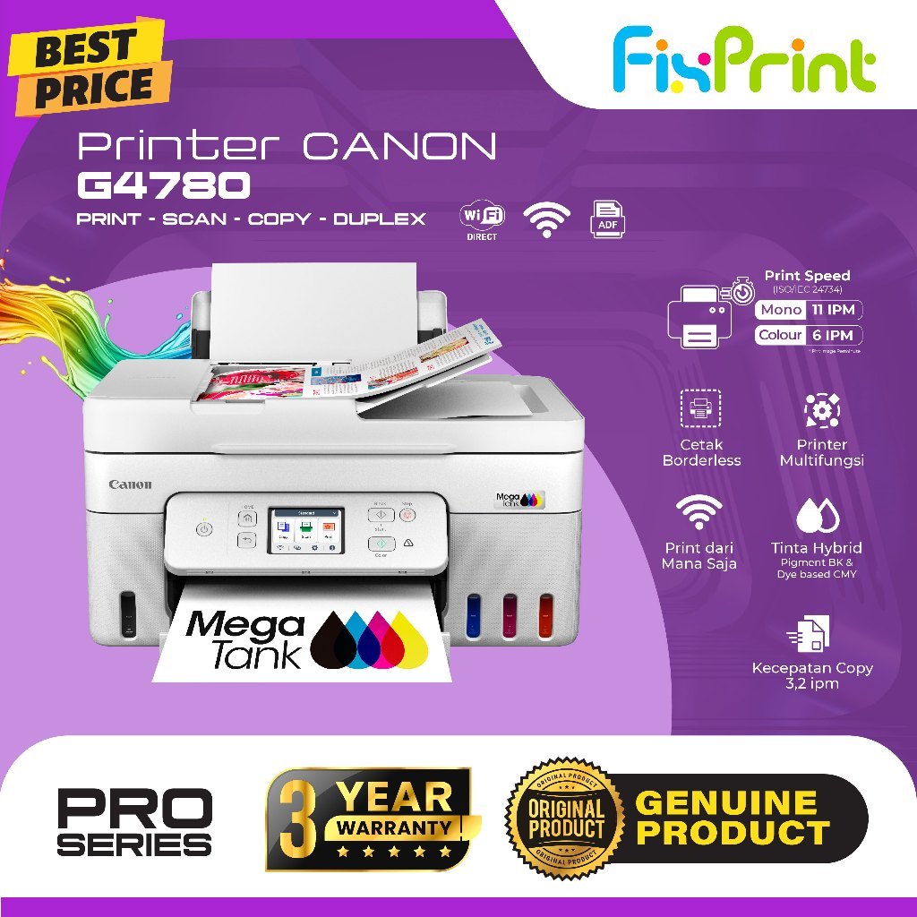 FixPrint Printer Canon G4770 G-4770 PIXMA All In One Wifi Wireless Pengganti G4010 / Canon MegaTank PIXMA G4780 (Print-Scan-Copy) Wireless ADF Duplex - Gambar 4