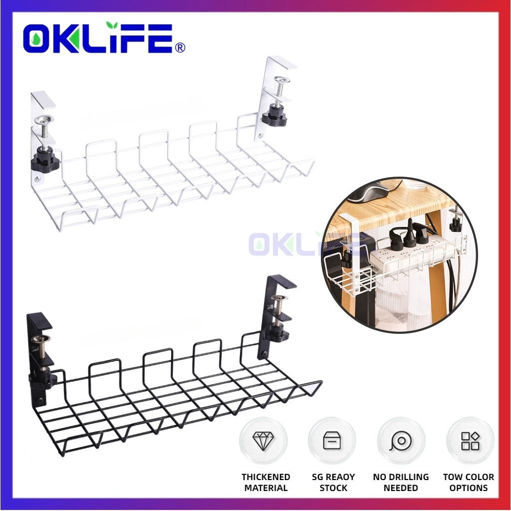 Under Desk Cable Organizer Plug Cord Storage Tray Moisture Proof Home Office Table Socket Holder For HDB Condo