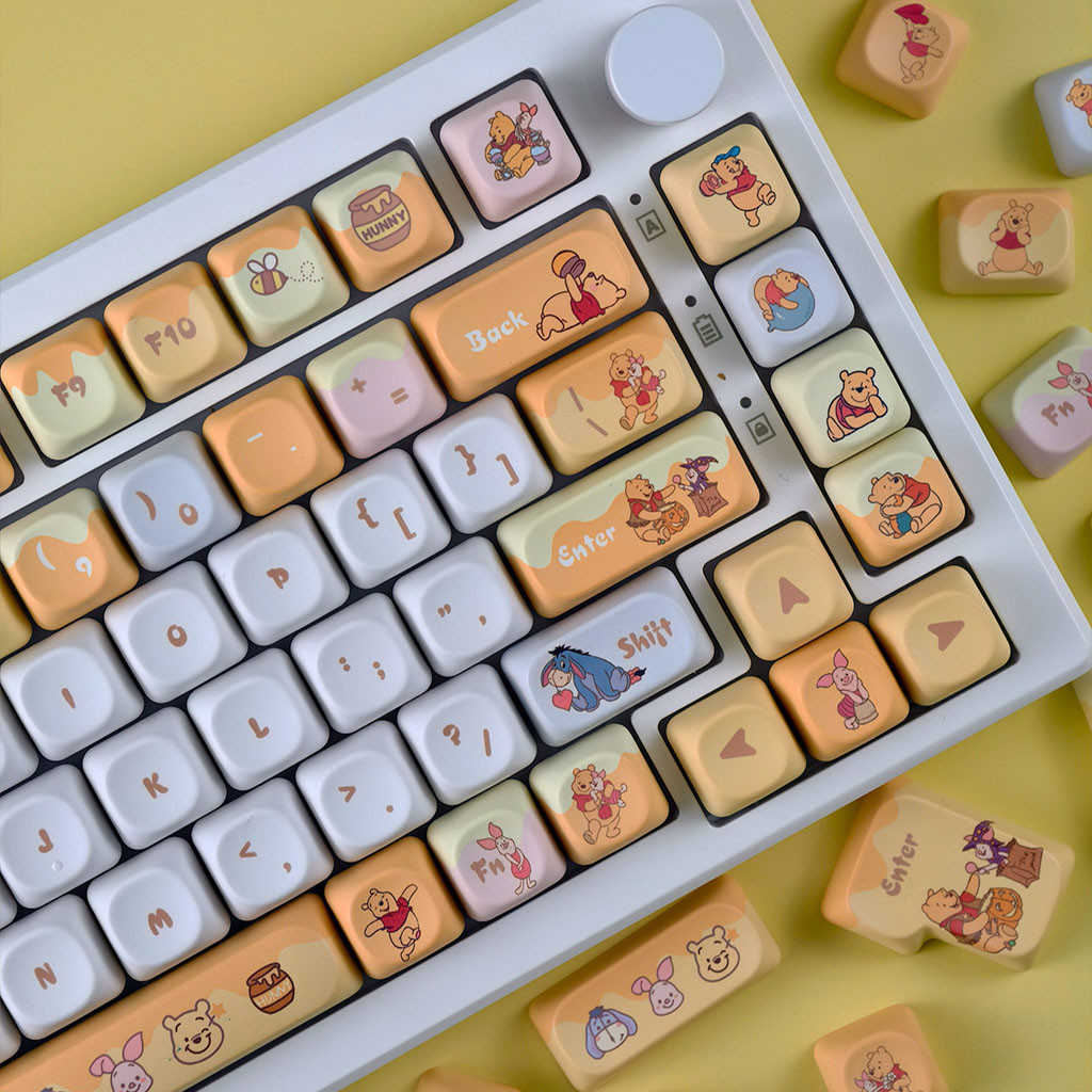 Winnie The Pooh Keycaps PBT MOA Profile 130 Keys Dye Sublimation Aula ...
