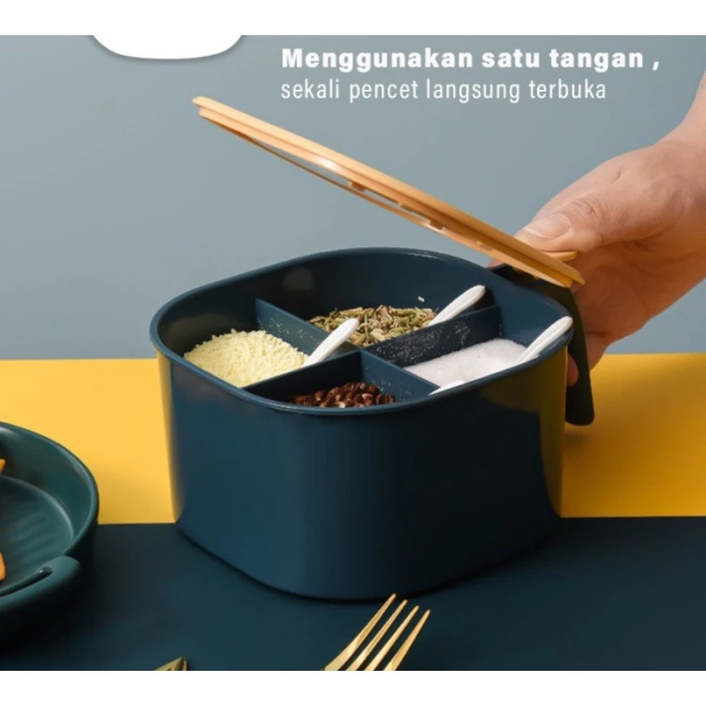 (BUBBLEWRAP) TEMPAT KOTAK BUMBU DAPUR 4 SEKAT (4 IN 1) - Gambar 3