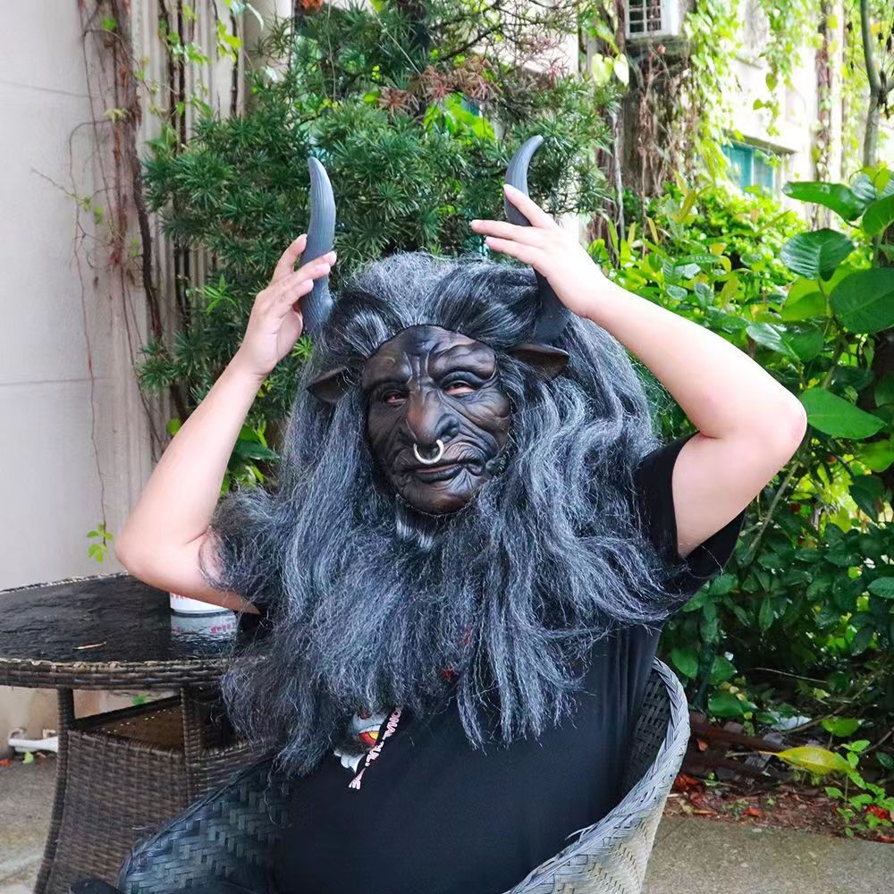 2023New Bull Demon King Mask Macho Black Latex Classic Character COS ...