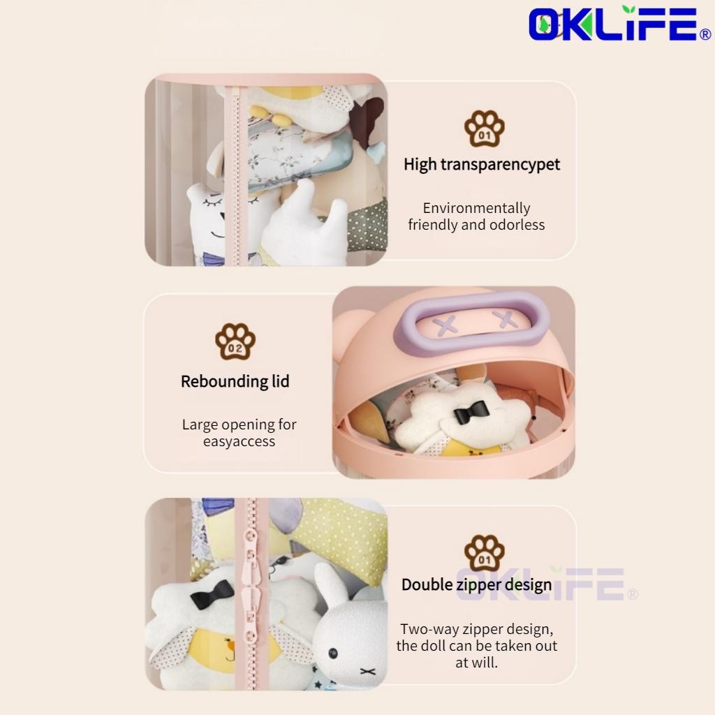 Multi-Layer Transparent Plush Toy Storage Cylinder view 8