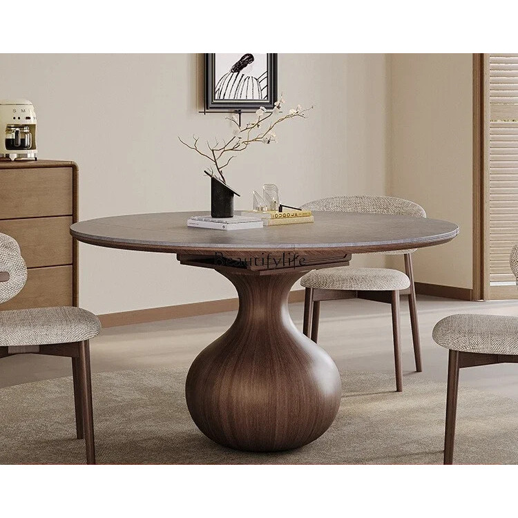 Retractable Rock Slab Dining Table Variable Round Table Folding Solid ...