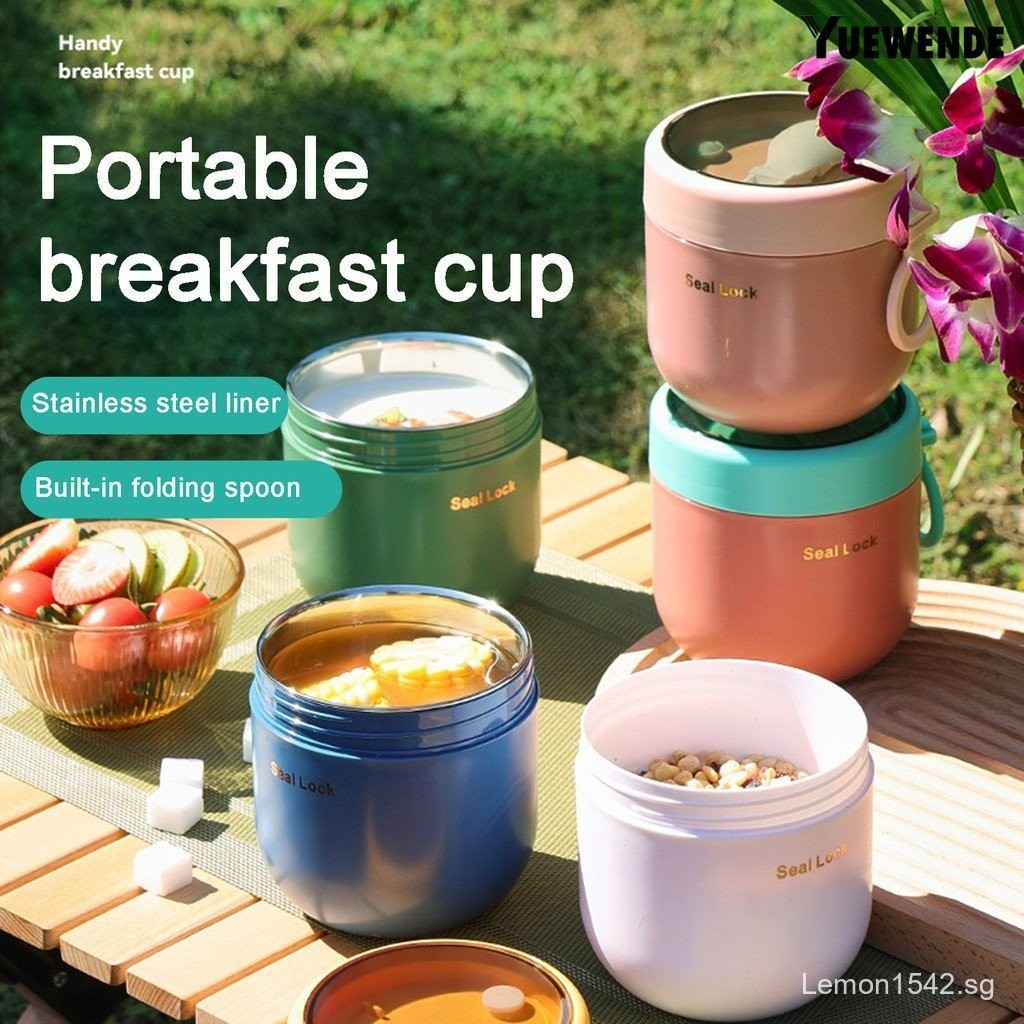 【YW】600ML/800ML Oats Container with Lids Spork Microwave Safe Stainless ...