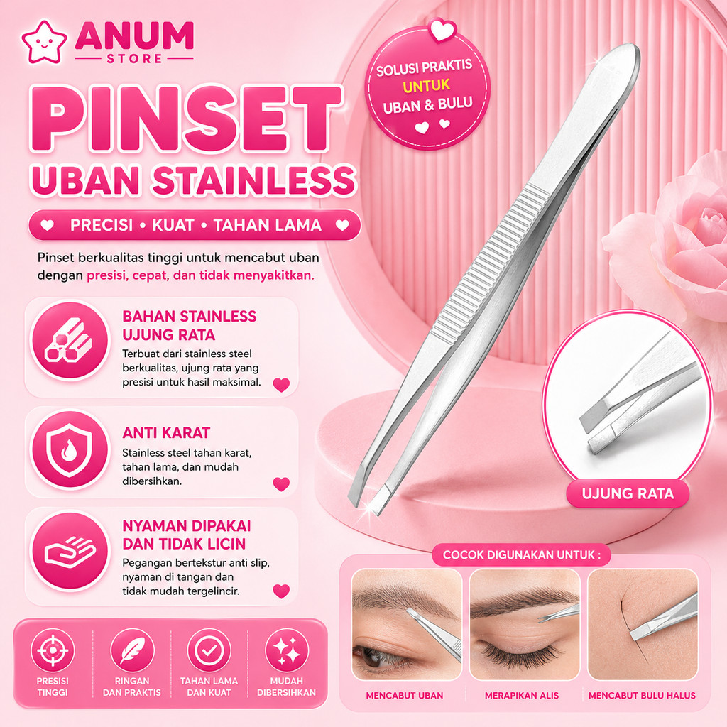 1PCS Pinset Uban Stainless Stell Pencabut Bulu Ketiak Pin Set Penjepit Rambut Jenggot A032