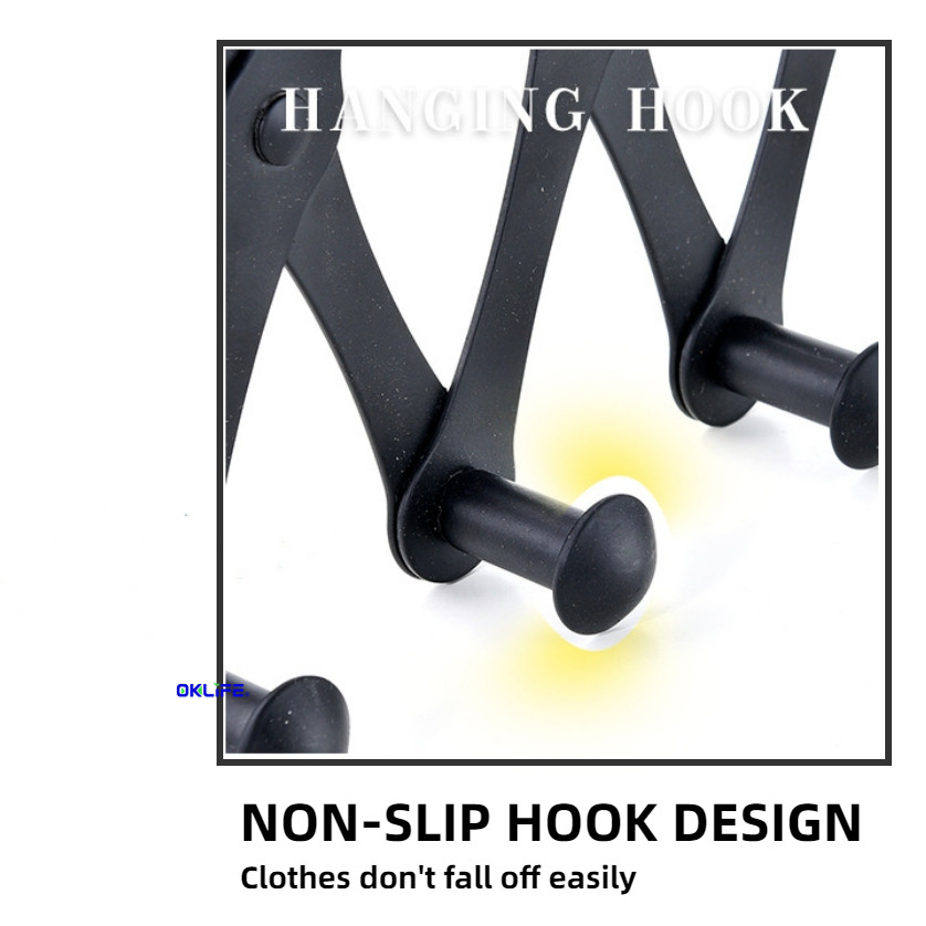 Warranty Silver 6 Hooks Stainless Steel Retractable Door Back Row Hook Punch Free Anti Rust Hanging Organizer alternate view