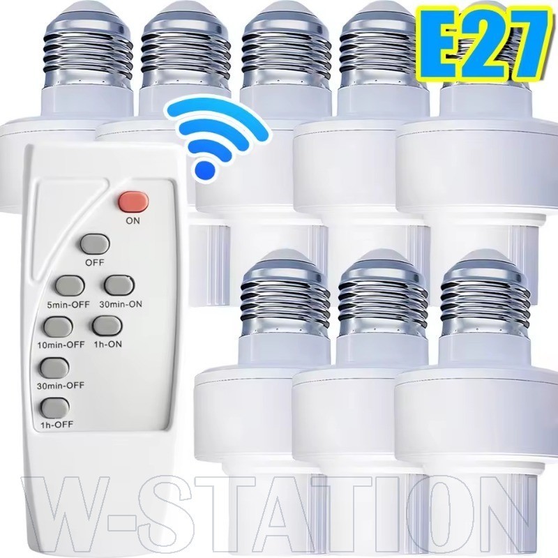 1/2Pcs E27 Socket Wireless Remote Control Bulb Holder - E27 Screw ...