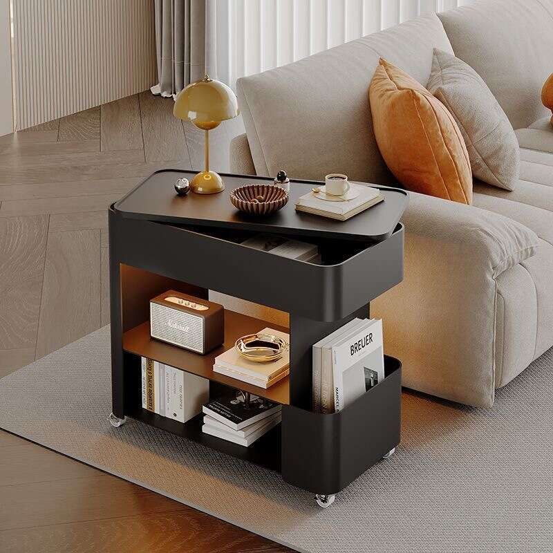 Metal Side Table Removable Side Table Living Room Solid Wood Material ...