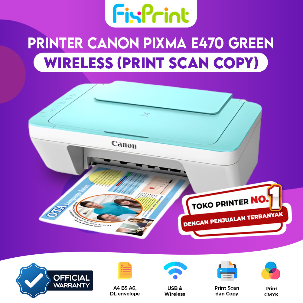 FixPrint Printer Canon MG2570S Multifungsi Print Scan Copy AIO Cartridge PG745s & CL746s Printer Pixma E470 Multifunction All In One Wireless Cart PG47 Black & CL57s Color A4 Garansi Resmi