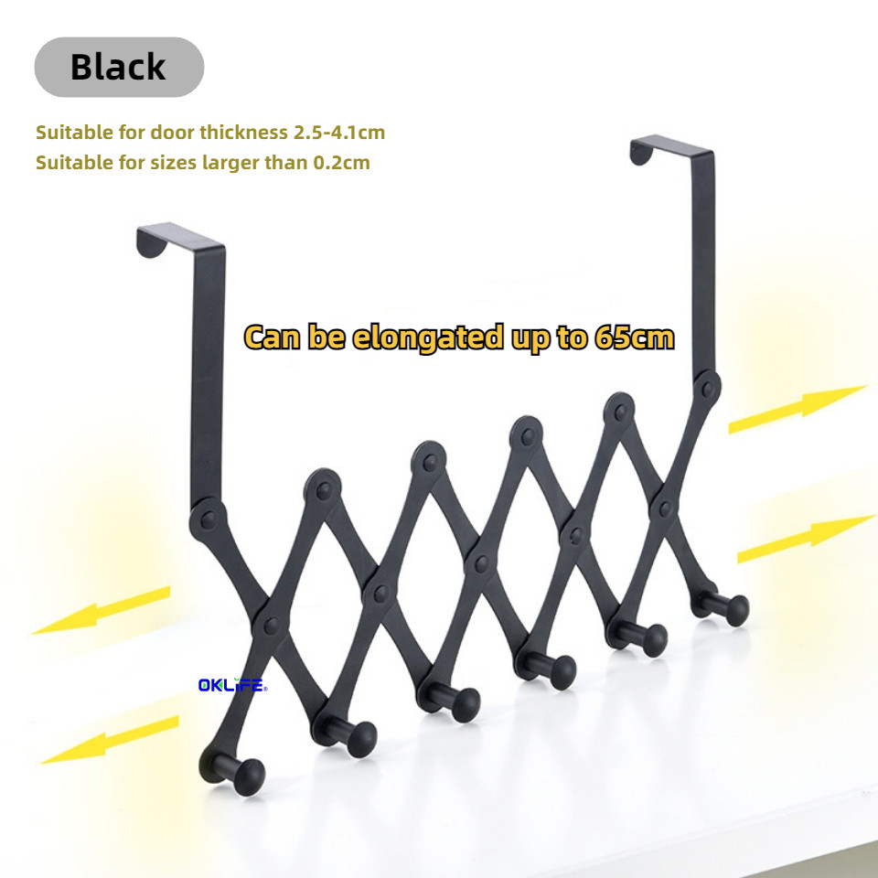 Warranty Silver 6 Hooks Stainless Steel Retractable Door Back Row Hook Punch Free Anti Rust Hanging Organizer view 8