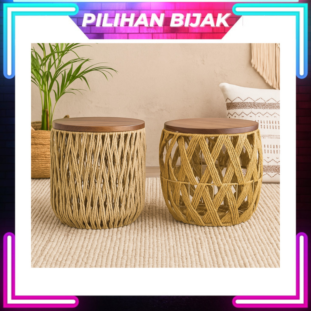Rattan Coffee Table Boho Minimalis / Modern Side Table / Meja Kopi ...