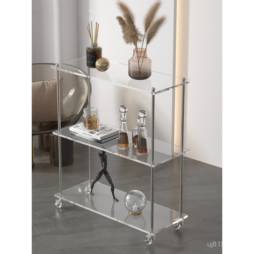 Mobile Sofa Glass Trolley Acrylic ins Floor-standing Storage Rack ...