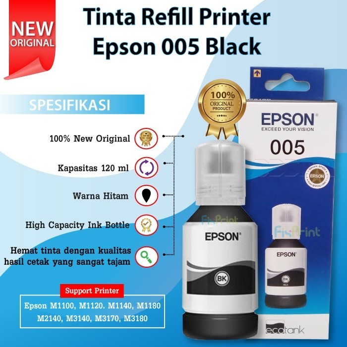 TINTA PRINTER EPSON 005 ORIGINAL M1100 M1120 M1140 M1180 M2140 M3140 M3170 ORI 120ml 120 ml - Gambar 4