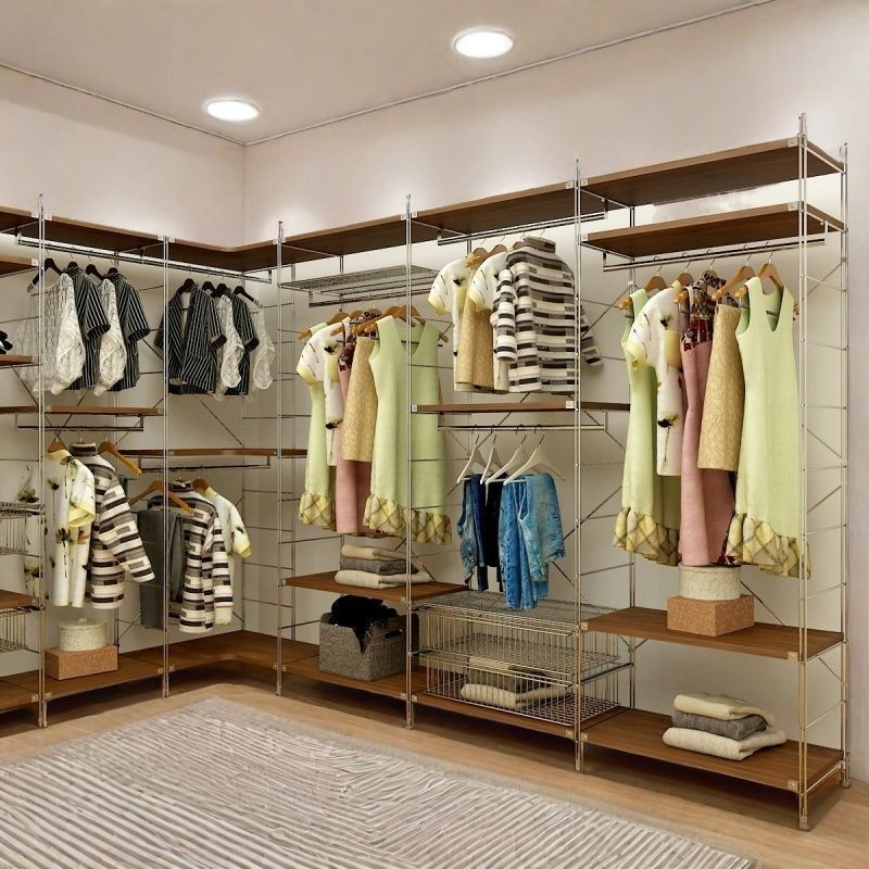 [in stock] Japanese Style Metal High Carbon Steel Wardrobe Storage Rack ...