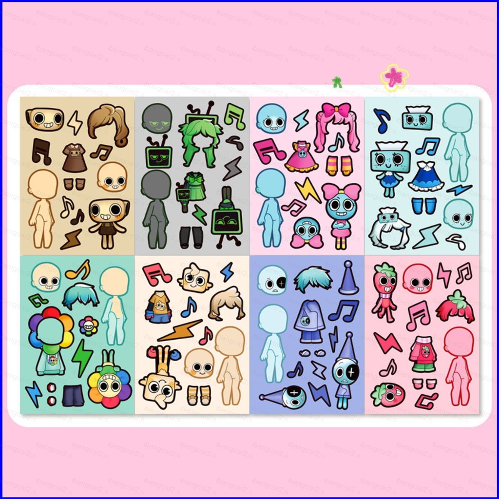 YB2 Cartoon Sprunki Stickers DIY Fun Dress Up Handmade Materials ...