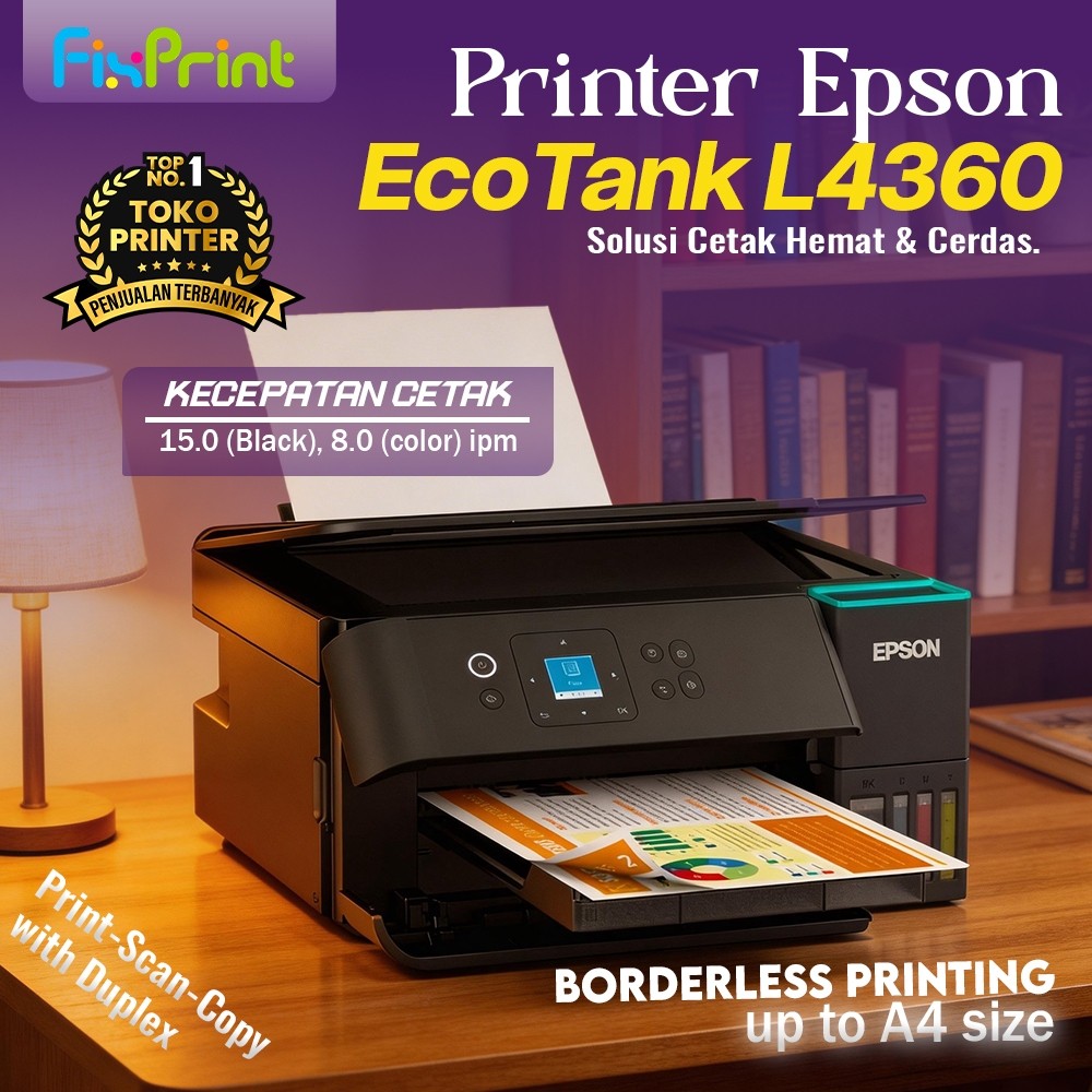 FixPrint Printer Epson L8050 L 8050 Photo Wifi Pengganti Epson L805 / L4360 A4 Wi-Fi Duplex All-in-One Ink Tank Wireless - Gambar 2