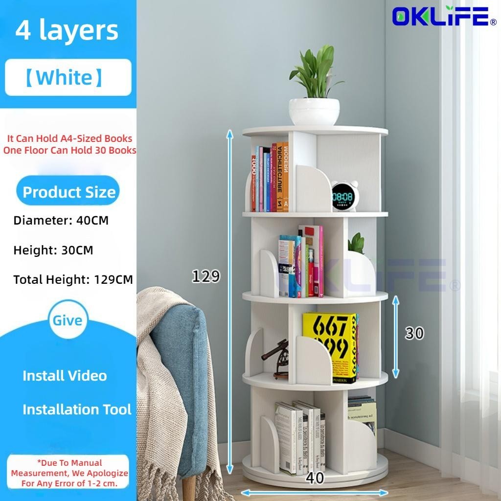 360 Degree Rotating Multi-Layer Floor Standing Small Bookcase Stable Space Saving Student Books Storage Rack view 11