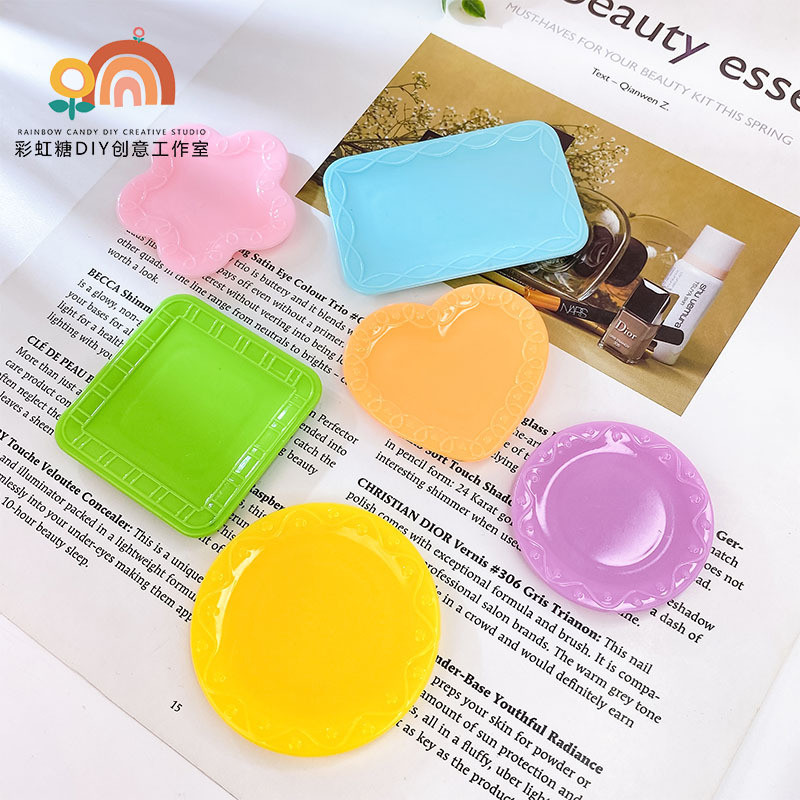 Simulated Mini Kitchen Props Colorful Dinner Plates DIY Jewelry ...
