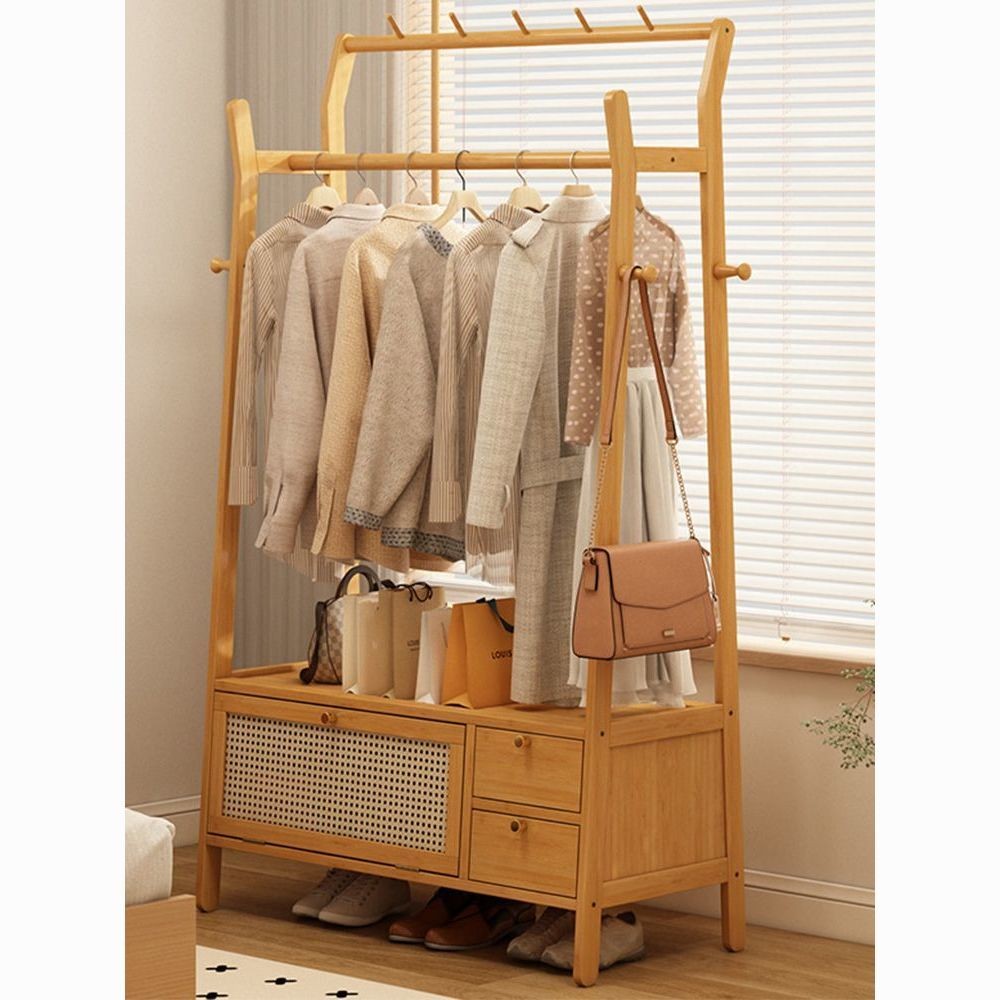 [in stock] Clothes Rack Floor-standing Clothes Rack Non-solid Wood ...