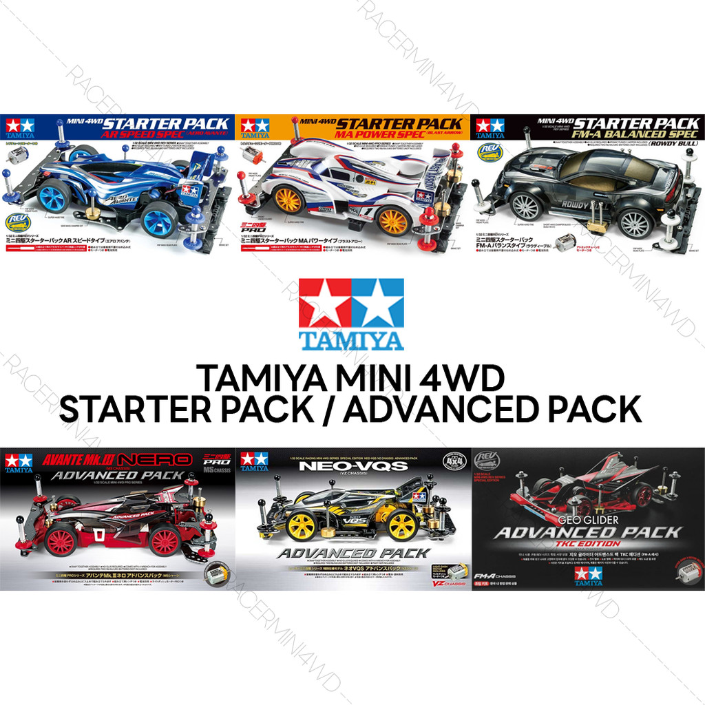 TAMIYA Mini 4WD Starter/Advanced Pack 4WD With Starter Kit 18647 18662 ...