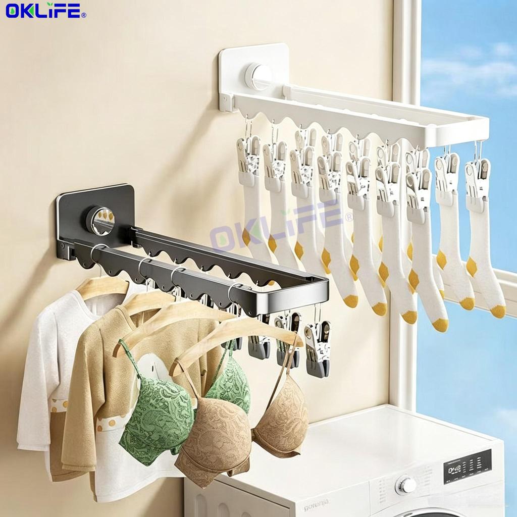 Space Saving Foldable Suction Drying Rack Punch Free Multi Clip Wall Hanger For Socks Underwear Baby Clothes view 6
