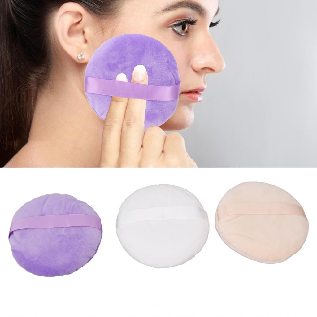 Mingzhe Large Round Soft Velour Face Powder Pads Portable with Ribbon ...