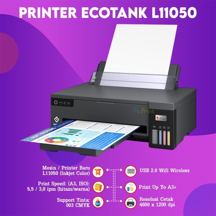 FixPrint Printer Epson EcoTank L11050 Ink Tank Photo WiFi A3 / L8050 L6490 Wireless / L4360 A4 Wi-Fi Duplex All-in-One Ink Tank Wireless / L5290 A4 Wi-Fi Print-Scan-Copy Fax with ADF New With Original Ink